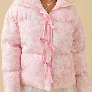 Pink Toile Puffer Jacket - Brand: